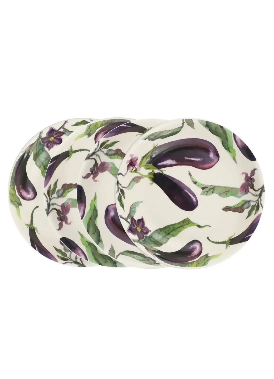 Aubergine & Flowers Medium Pasta Bowl - Set of 4 - Image 3
