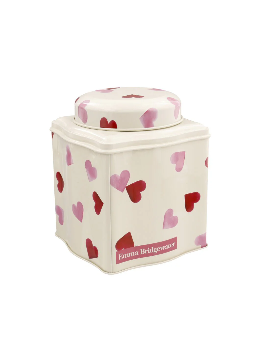 Pink Hearts Dome Lid Curved Tin Caddy - Image 3